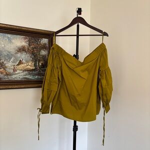 NEW YORK & COMPANY Mustard Off-Shoulder Blouse